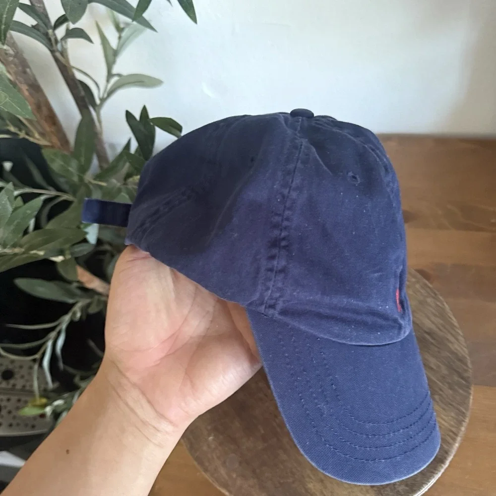 Y2K Polo Ralph Lauren Hat Navy Red Polo Chino Baseball Cap Adjustable Boys 8-20